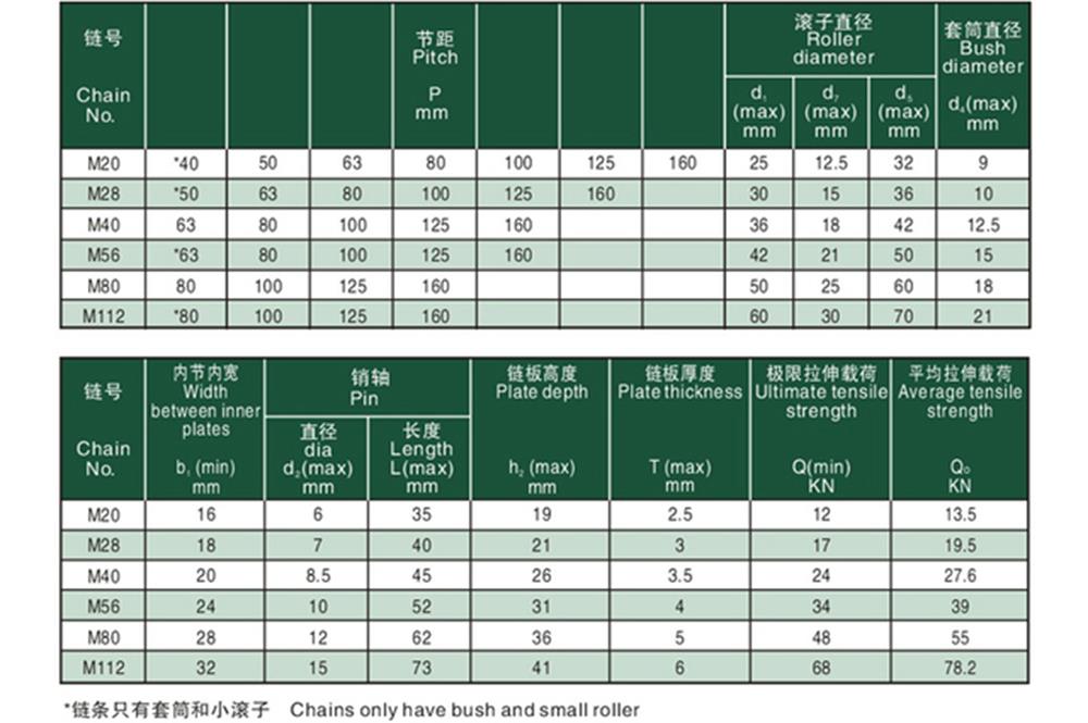 不锈钢米制输送链 Stainless steel Conveyor chain(M series)